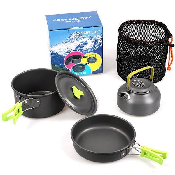 3 Person Alloy Utomhus Camping Köksredskap Set Picknick Pot Fry