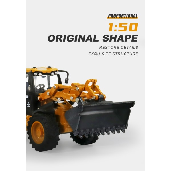 1:50 Diecast Back Hoe Loader 4-hjulslegering grävmaskin modell