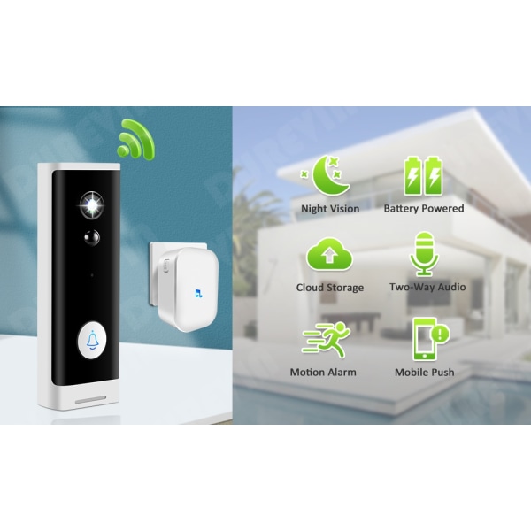 Tuya Wireless WIFI 1080P HD Video Intercom Dörrklocka Smart