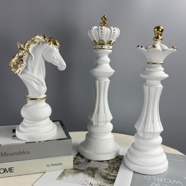 Schack King Queen Knight Resin Crafts International Chess White Knight