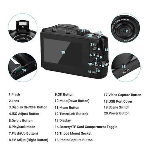 48MP 2,7K Ultra HD digitalkamera videokamera