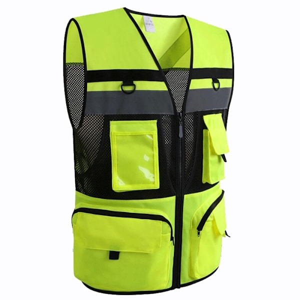 L High Visibility Utility Safety Väst Mesh andningsbart arbete