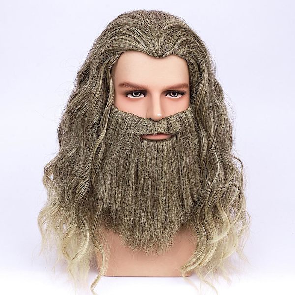 Superhjälte Thor Cosplay Slutspel 4 Fat Thor Hooded Trench Wig beard L