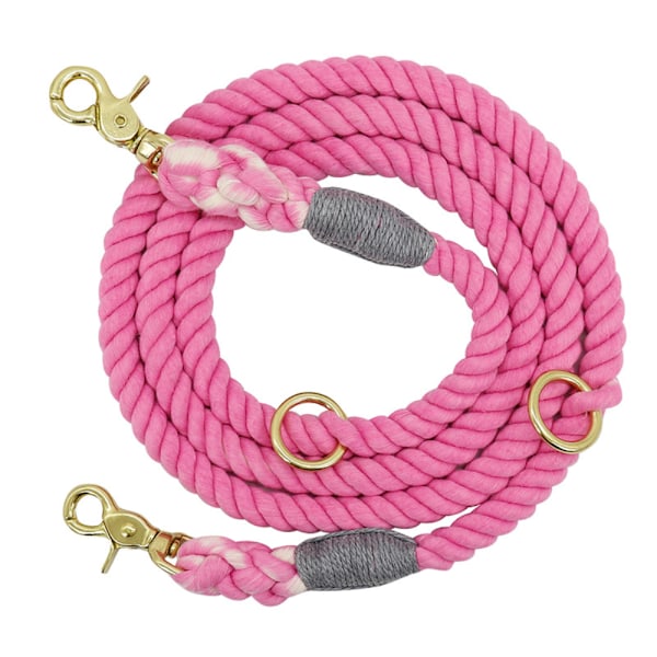 Två-i-ett hundkoppel, en bogser två små hundar med dubbla ändar Pink