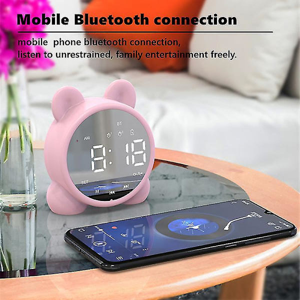 Bluetooth Spegel Bordsklocka Barnväckarklocka Söt Katt Red