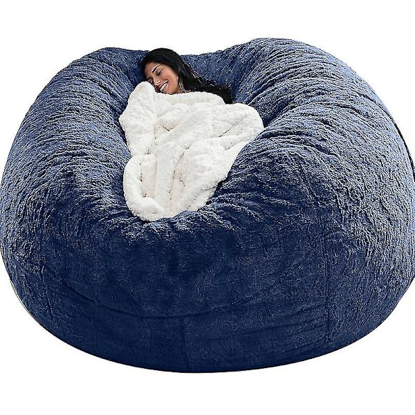 Bean Bag Chair Cover, mjuk fluffig päls bärbar latsoffa Navy 150x75cm