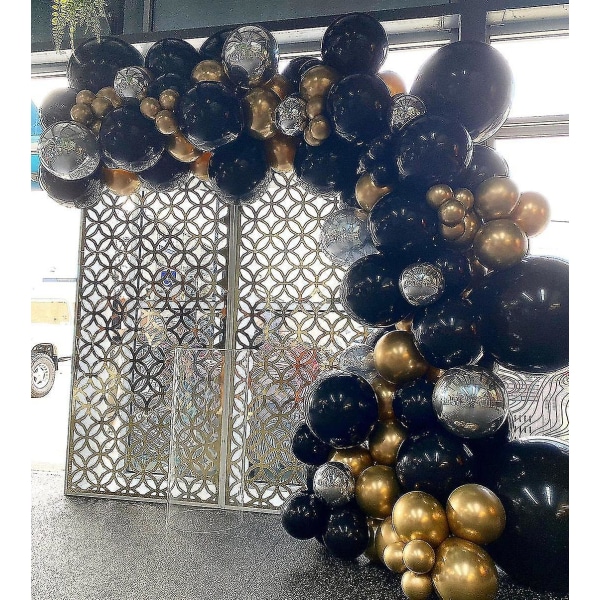 Festballonger-136 stycken DIY-guld och svart krans
