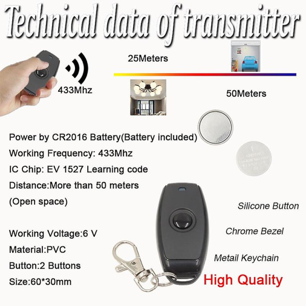 433mhz Dc 3,6v 6v 12v 24v 1ch Relay Wireless Rf Remote