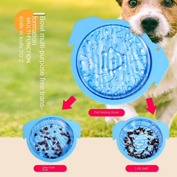 Multifunktionell hundsugare, slickpad hopfällbar slow food Blue