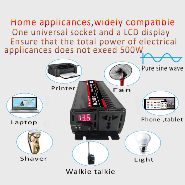 3000W 24V till 220V Pure Sine Wave Power Inverter Solar
