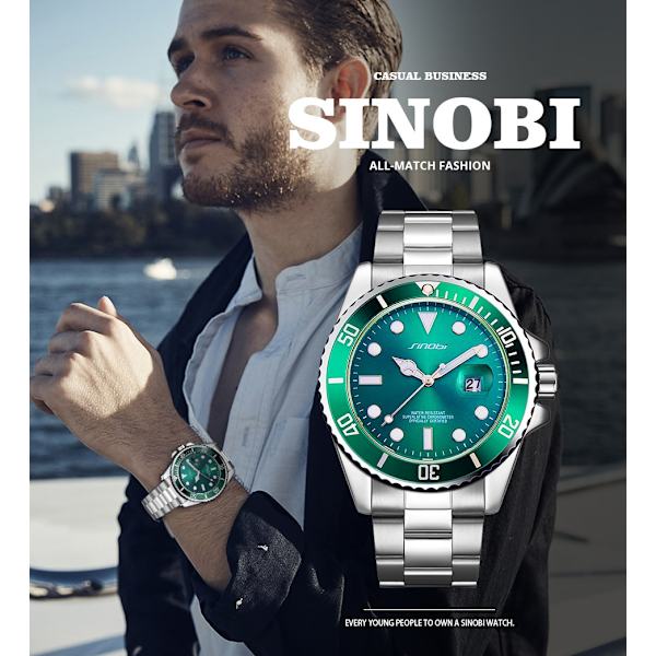 Top Sale Herr Armbandsur Luminous Pointer Rostfritt Stål