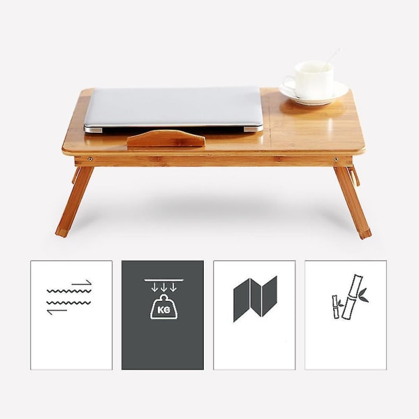 Laptop Skrivbord För Säng, Justerbart Fällbart Laptop Bord Med 55x35x(20-30)cm