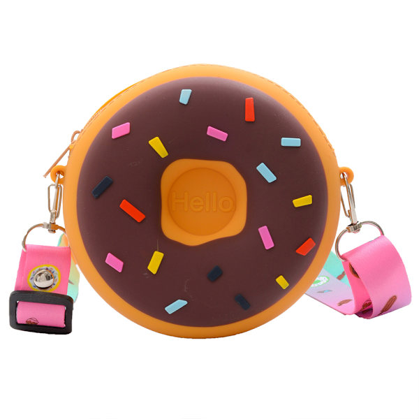 Girls Messenger Bag, Donut Coin Purse Silikon Barnväska Brown