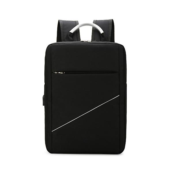 Ryggsäck för män Lyxig vattentät nylon för bärbar dator USB Black
