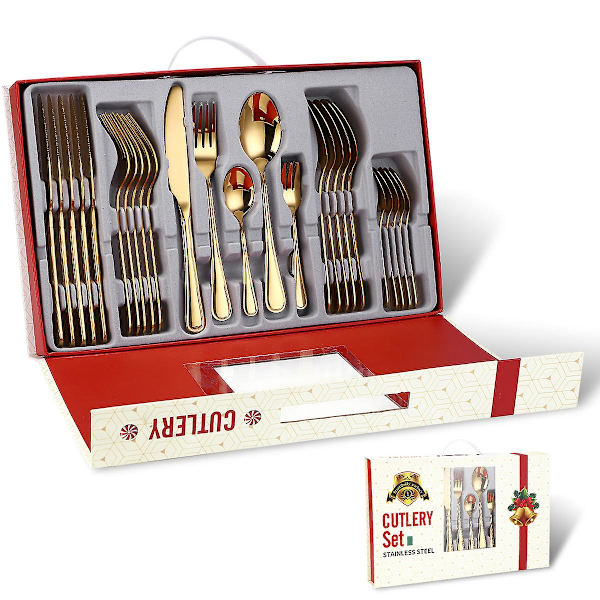 (Guld) 30 delar Silverbestick Set, rostfritt