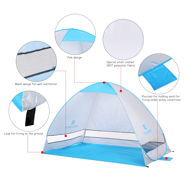 Automatiskt pop up strandtält Cabana Portable UPF 50+ Sun