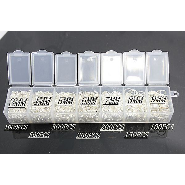 2500st 3-9mm Silver Tone Jump Rings Smycken fynd