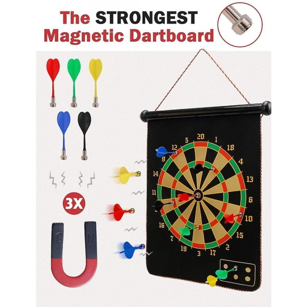 Magnetisk darttavla för barn och vuxna, dubbelsidig bräda