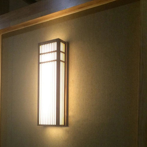 4w japansk stil vägglampa, sängkant massivt trä inomhus LED