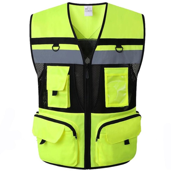 L High Visibility Utility Safety Väst Mesh andningsbart arbete