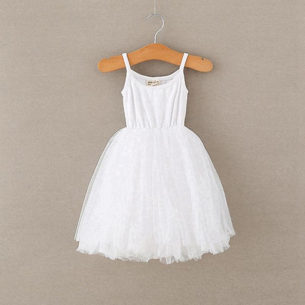 Flickor sommar ärmlös klänning 3 4 7 8 år Barn Casual Tutu White 8T