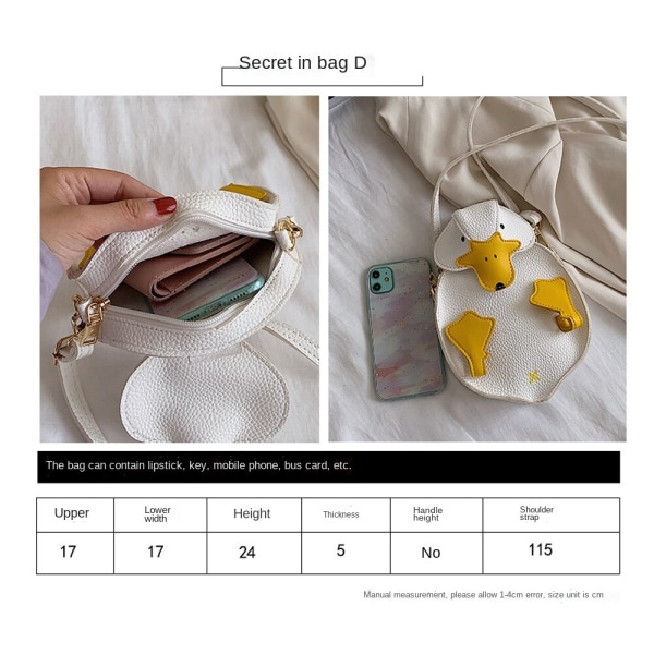 Girls Messenger Bag, Cute Cartoon Duck Shoulder Bag Mini White