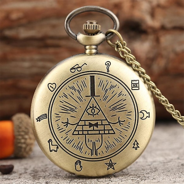 Bill Cipher- Gravity Falls Theme, Quartz Pocket Watch, Black