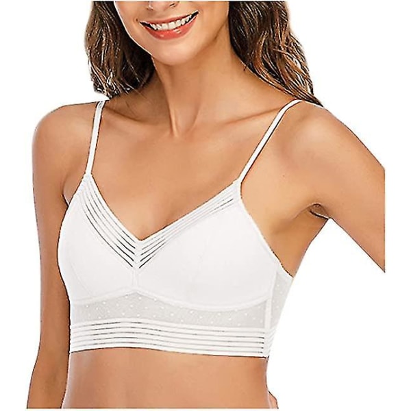 Low Back Wireless Lifting Lace BH, U-formad BH Push Up White L