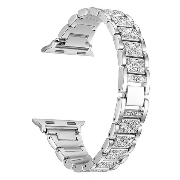 20 mm/22 mm metallrem för AppleWatch2/3/4/5/6/7 Full Diamond Silver 20mm