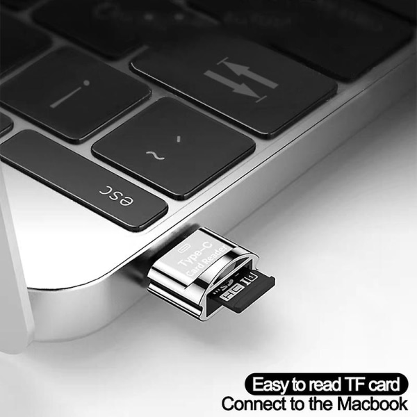 Typ C Adapter Till Tf, Otg Intelligent Minneskortläsare För Micro to USB-Silver