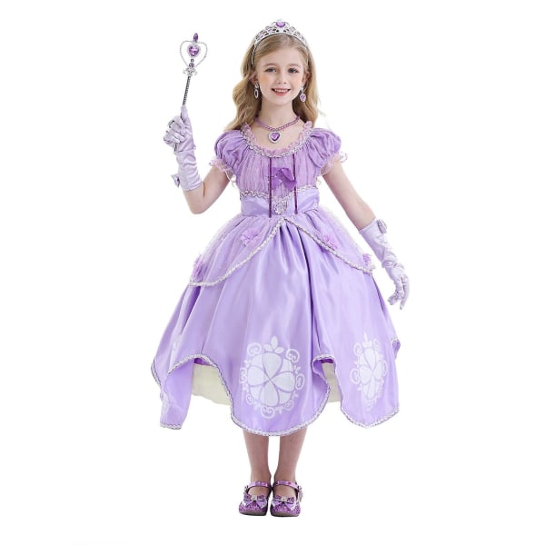 Prinsessan Sofia Cosplay kostymklänning 120CM