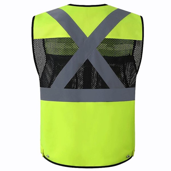 L High Visibility Utility Safety Väst Mesh andningsbart arbete