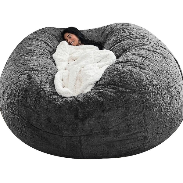 Bean Bag Chair Cover, mjuk fluffig päls bärbar latsoffa Dark Grey 150x75cm