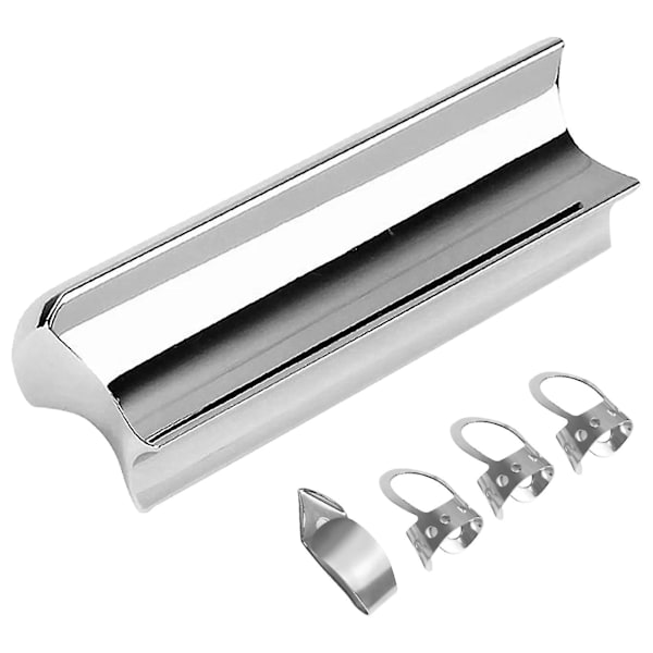 Guitar Slide Bar Slät yta Finger Groove hård ram Silver
