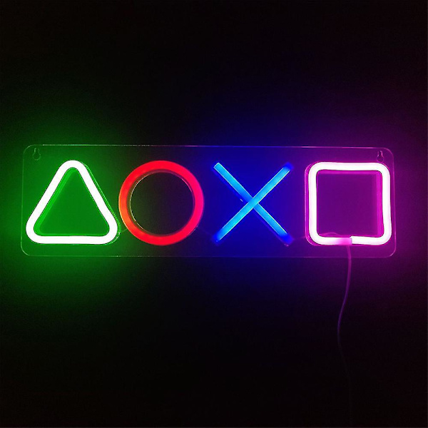 Led neonljus Playstation Controller spelikon tecken rum