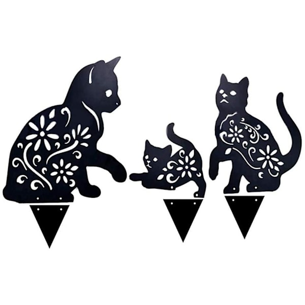 Cat Yard Art Garden dekorativa metallstatyer, 3 delar Kat