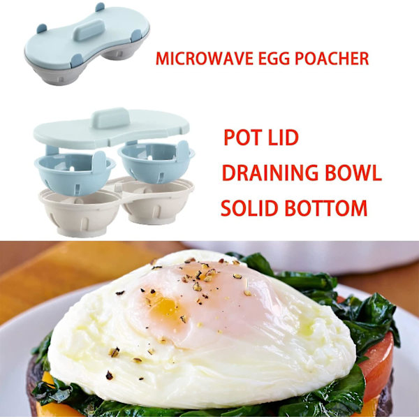 Microwave Egg Poacher,dubbel Egg Poacher för mikrovågsugn,