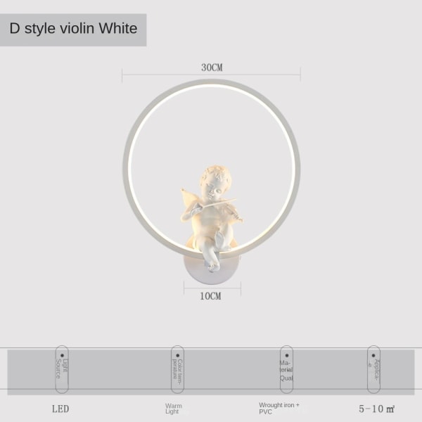 Vägglampor inomhus, Romantic Wind, Patch Light Source, Angel Black - 18W warm light 