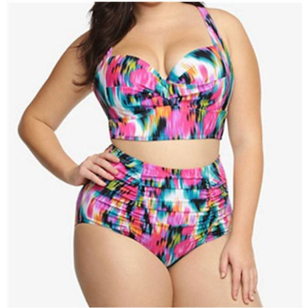 Europeisk och amerikansk print , samlad bikinisplit Colorful L