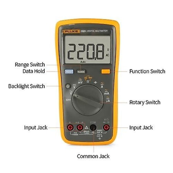 FLUKE F15B+ 4000 Counts Multimeter Handhållen Voltmeter