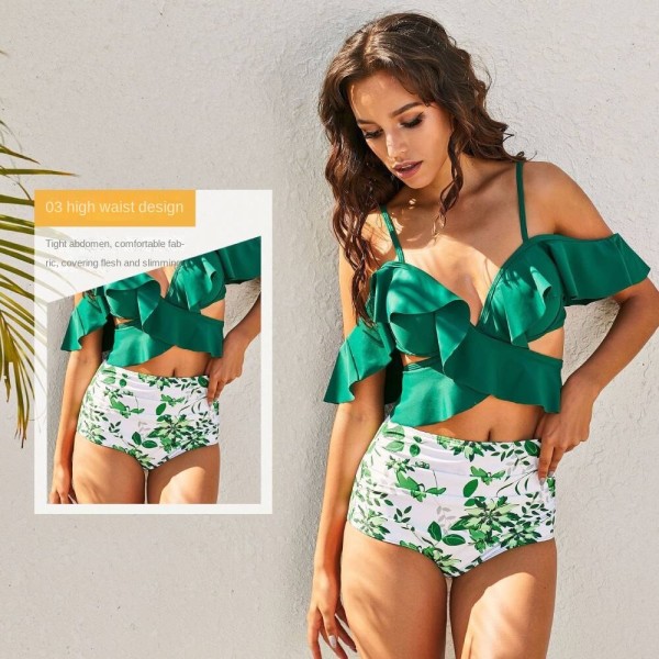 Sexig delad set, print mode hög midja White L