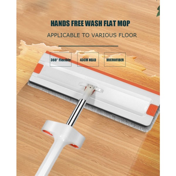 Automatisk självvridande mopp för rengöring av golv 43 cm bred