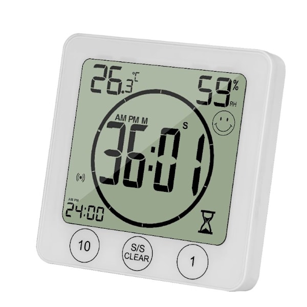 LCD Badrum Väggklocka Temperatur Luftfuktighet Nedräkning