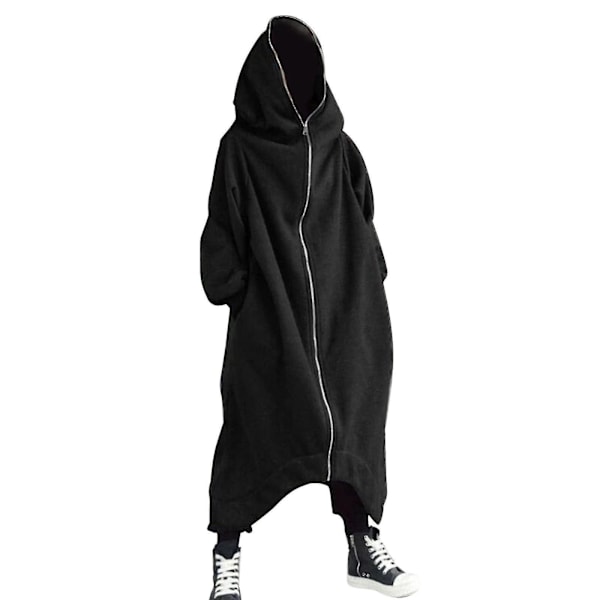 Unisex långärmad huva Nazgul långjacka med dragkedja Black 5XL