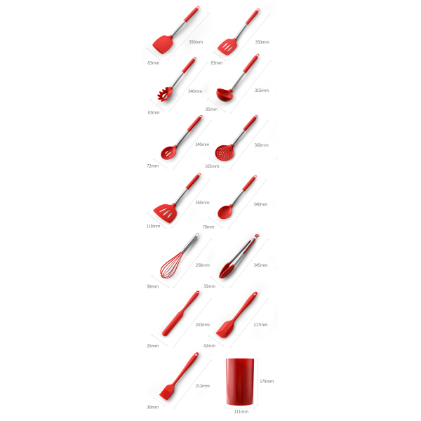 14 st rostfritt stål+silikon Turner Soppa sked sil