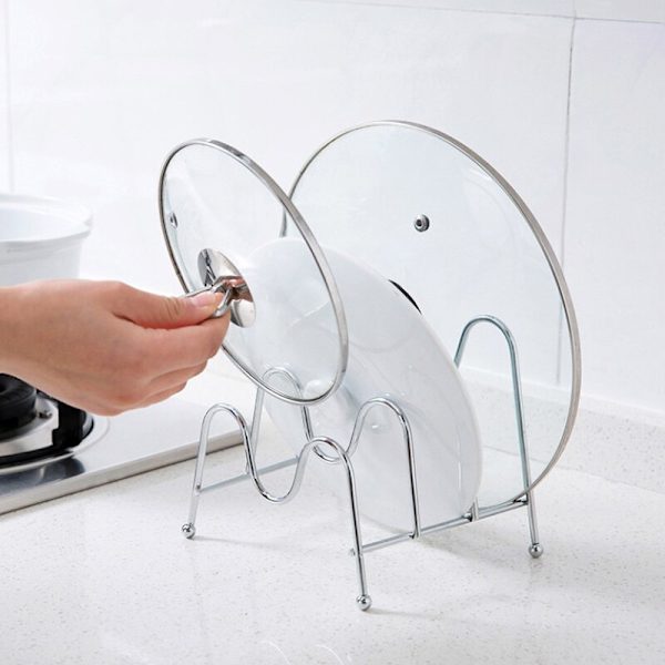 Pan Pot Cover Lock Hållare Robust ställ för lock eller tallrikar