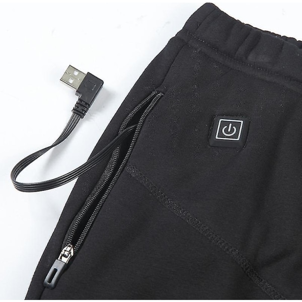 Män Uppvärmda Byxor USB Elvärmebyxor Vintersvart Gray 4XL