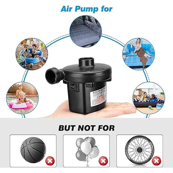 Elektrisk pump med 3 munstycken, blås upp och töm 2 i 1