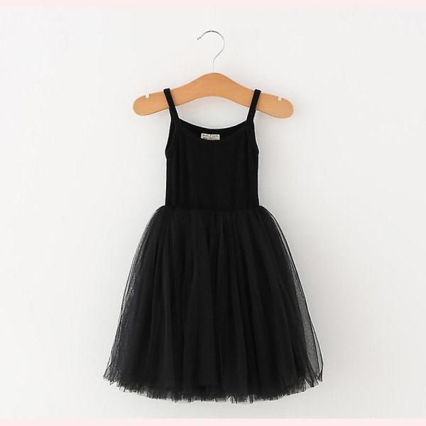 Flickor sommar ärmlös klänning 3 4 7 8 år Barn Casual Tutu Black 5T