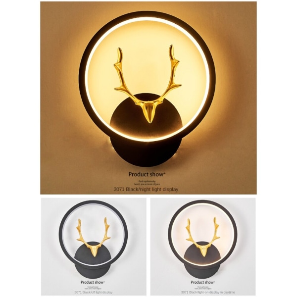 Vägglampa inomhus, kreativ modern minimalistisk stil, 3071 Black - warm light 14w